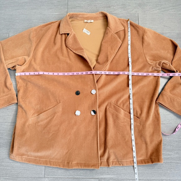 Madewell Knit Corduroy Redford Blazer NWT Plus Size 4X Hazelnut Double Breasted - Picture 13 of 15